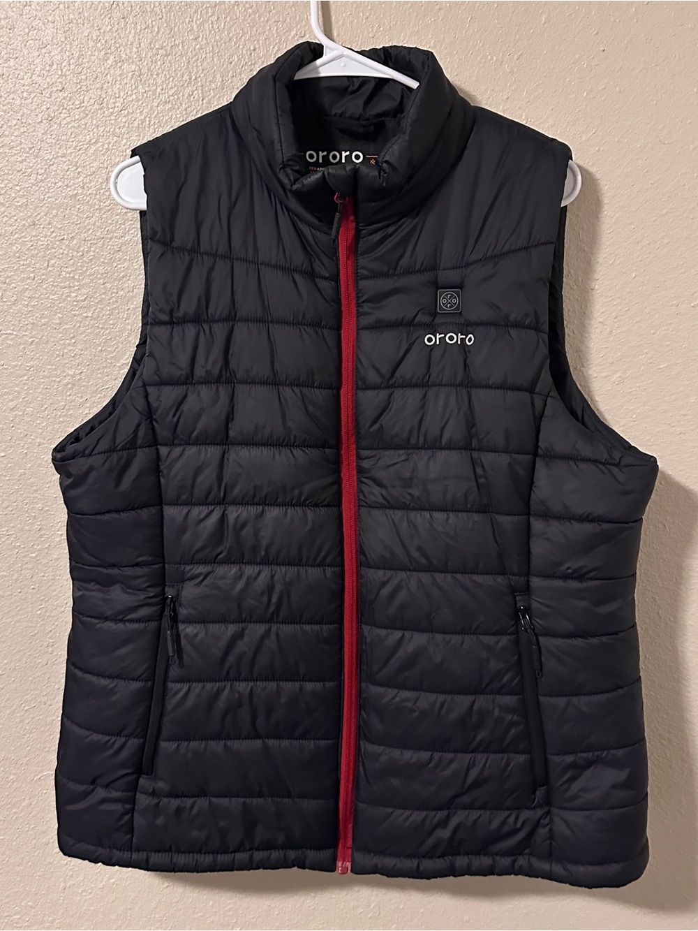 ORORO Heated Vest Men's XL Black Red Zipper Puffer NO BATTERY Included